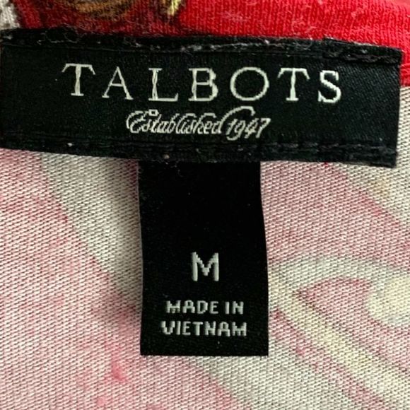 Talbots Red 3/4 Sleeves Cowboy Print Top M (A-021) - Picture 3 of 4